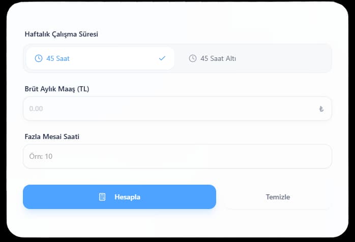 Fazla Mesai Ücreti Hesaplama